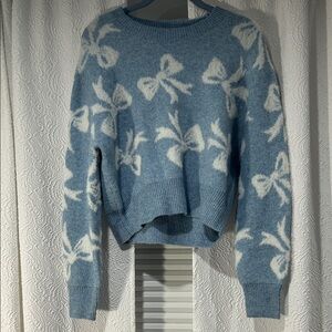Jessica Simpson Blue Sweater with Bow Design XS
